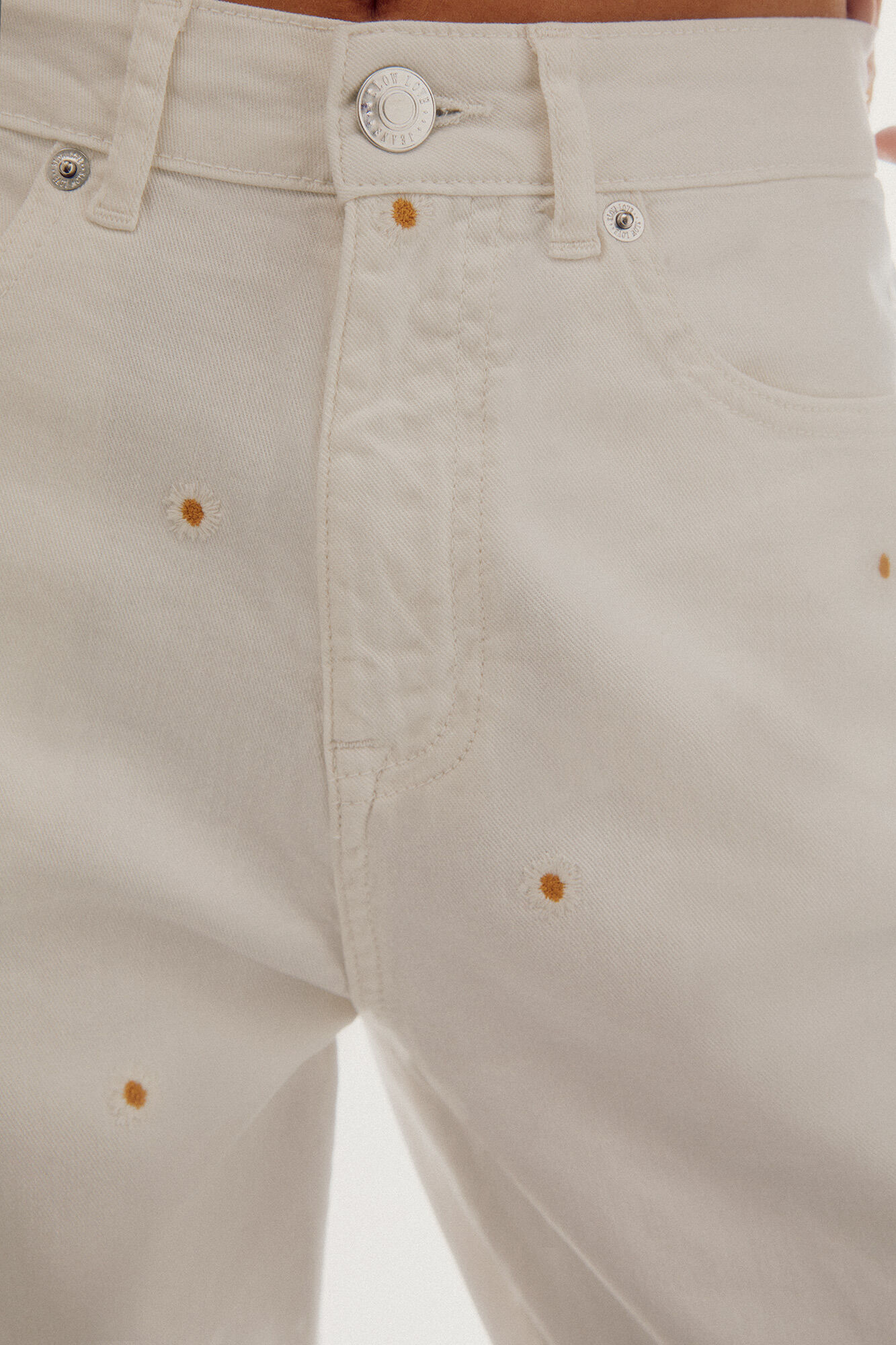 Calça jeans confortável de 5 bolsos - Branca