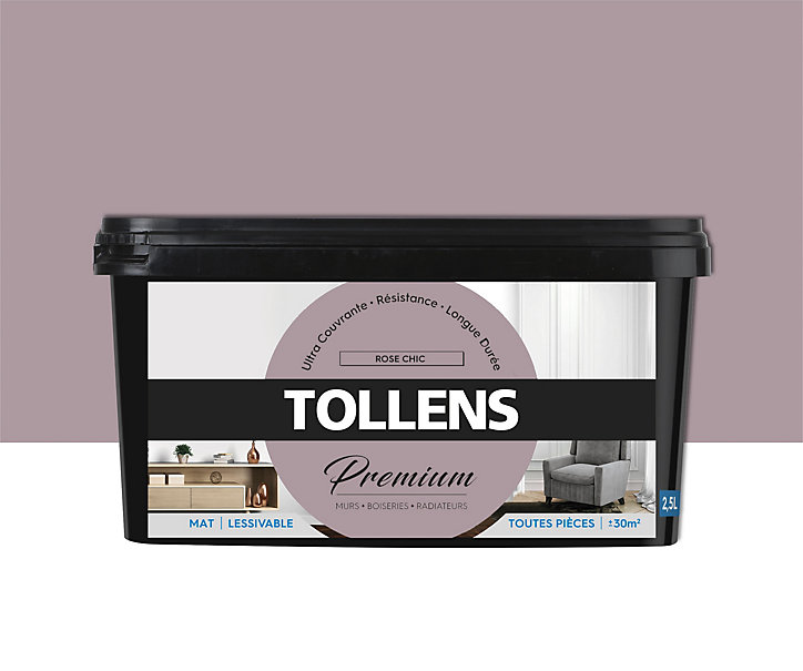 Peinture Tollens premium murs, boiseries et radiateurs rose chic mat 2,5L