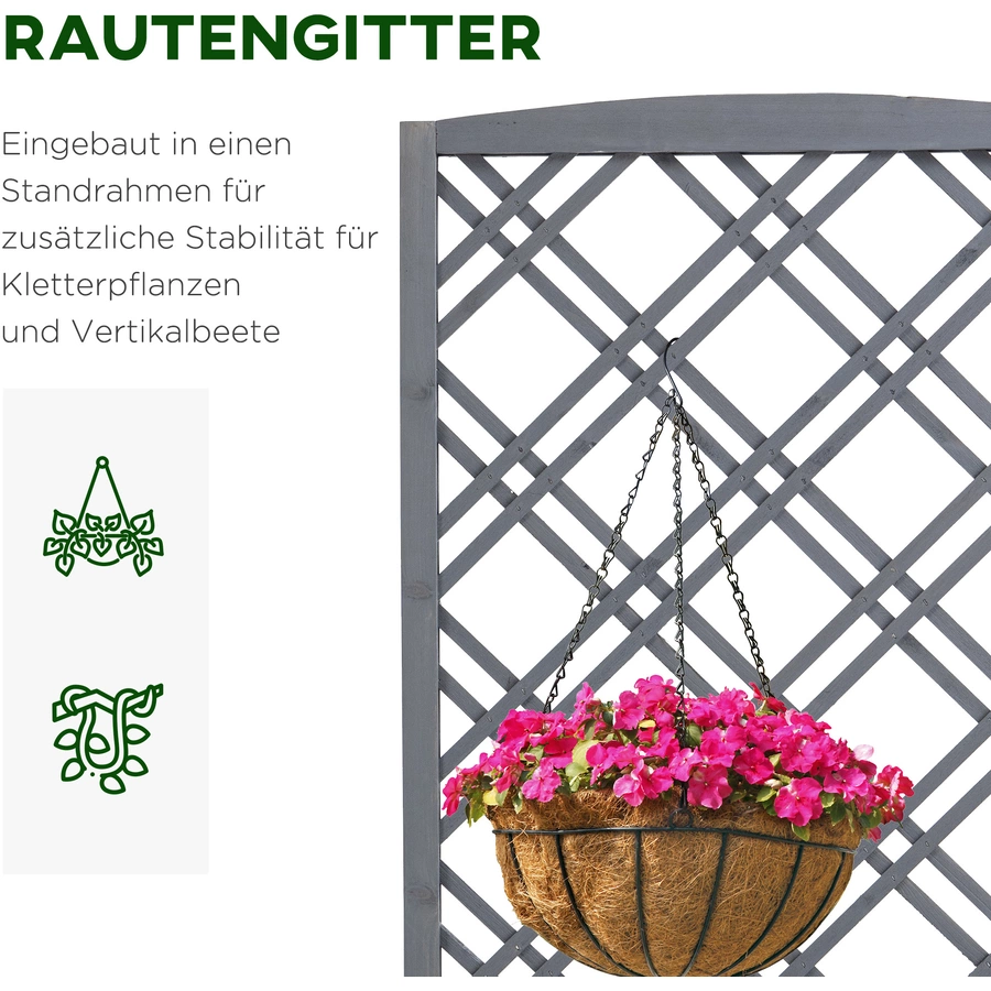 Outsunny Planzkasten mit Rankgitter grau