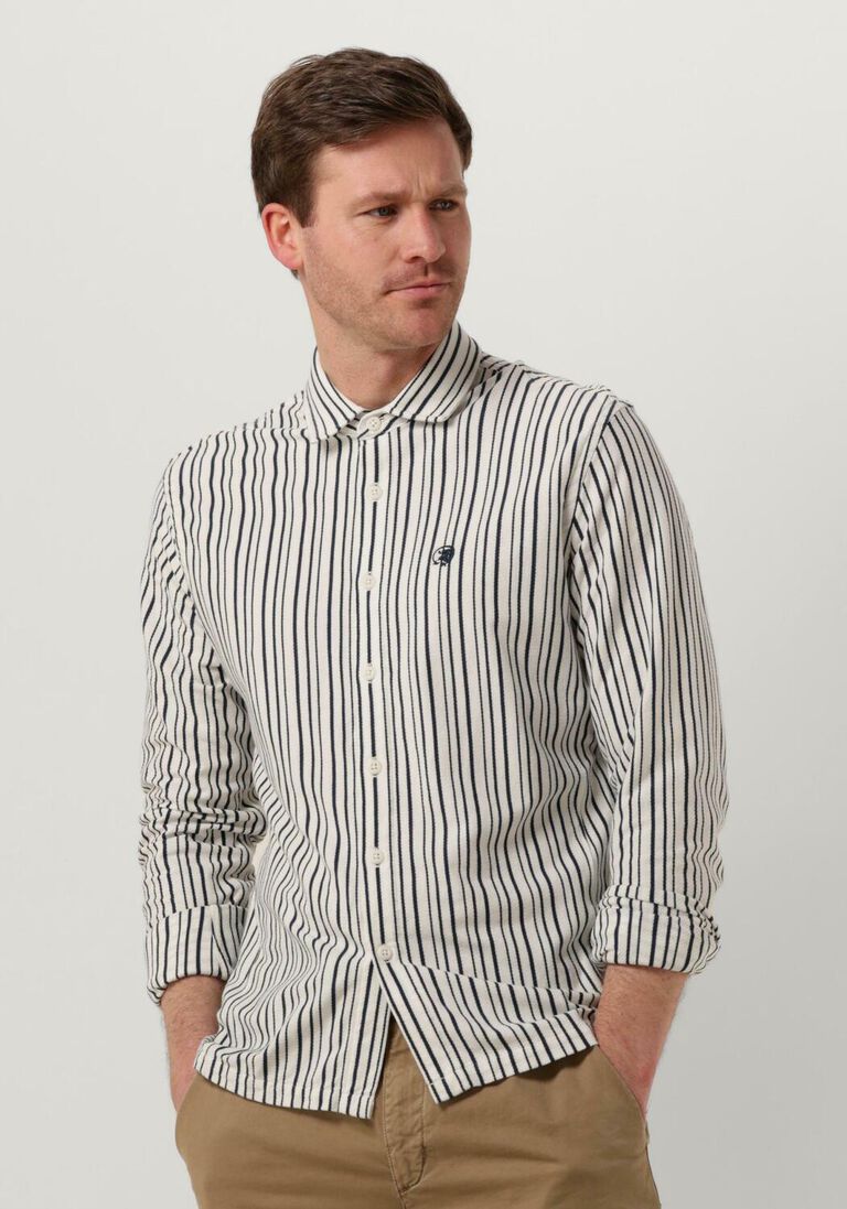 CAST IRON lichtblauwe cast iron casual overhemd long sleeve shirt jersey stripe with structure