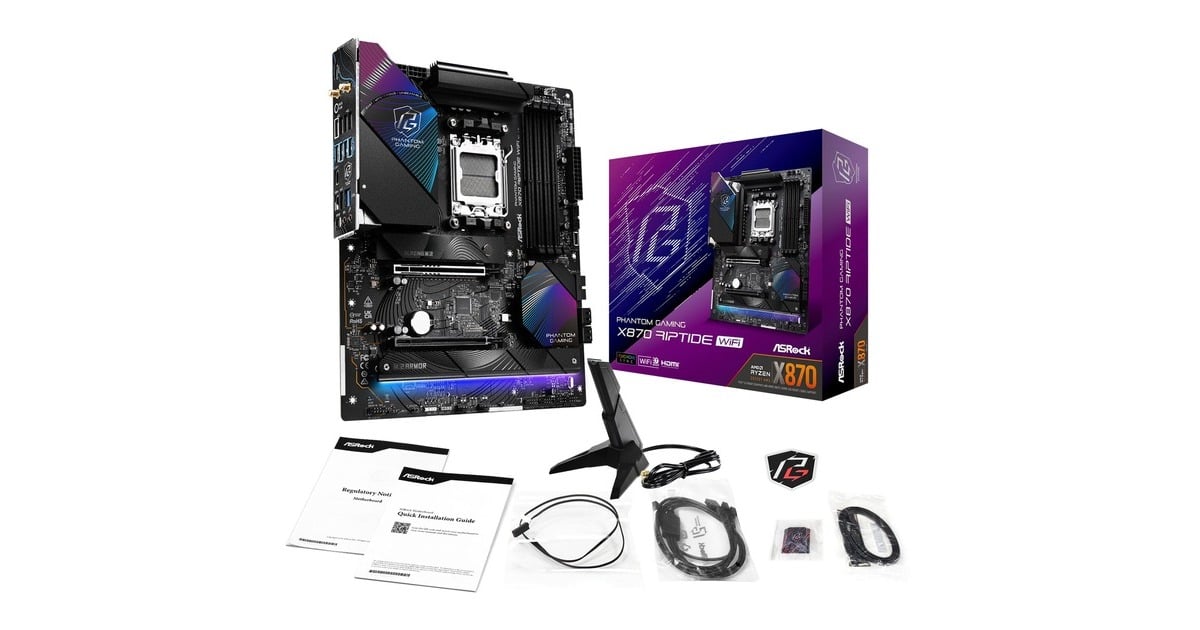 ASRockX870 Riptide WiFi socket AM5 moederbord  (RAID, 2.5 Gb-LAN, WLAN, BT, ATX)
