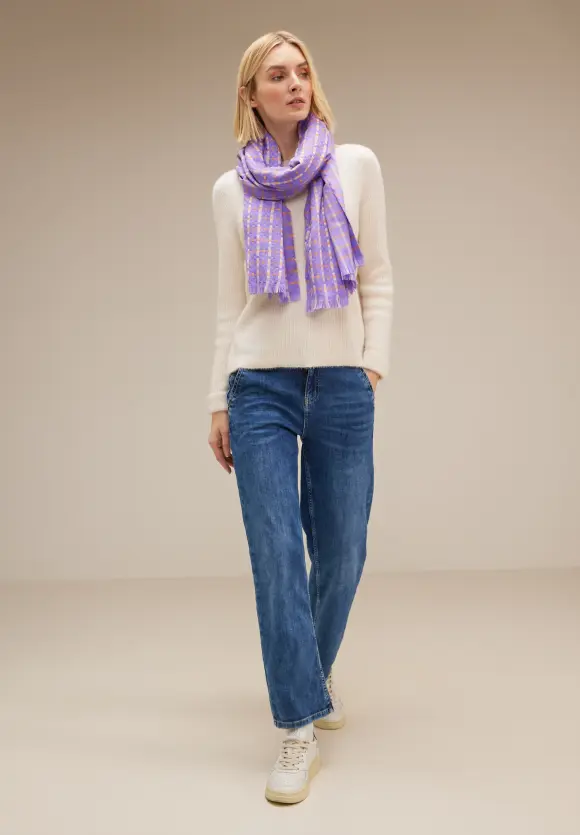 Schal mit Karomuster - shiny lilac