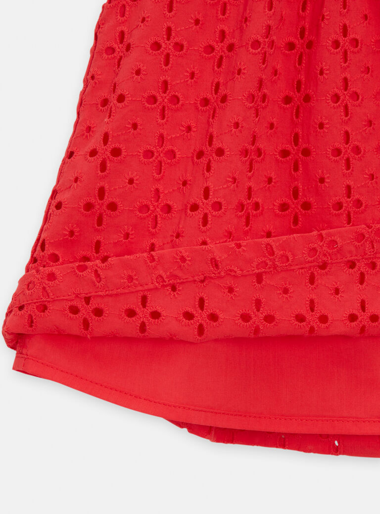 Robe rouge brodée pour bébé fille