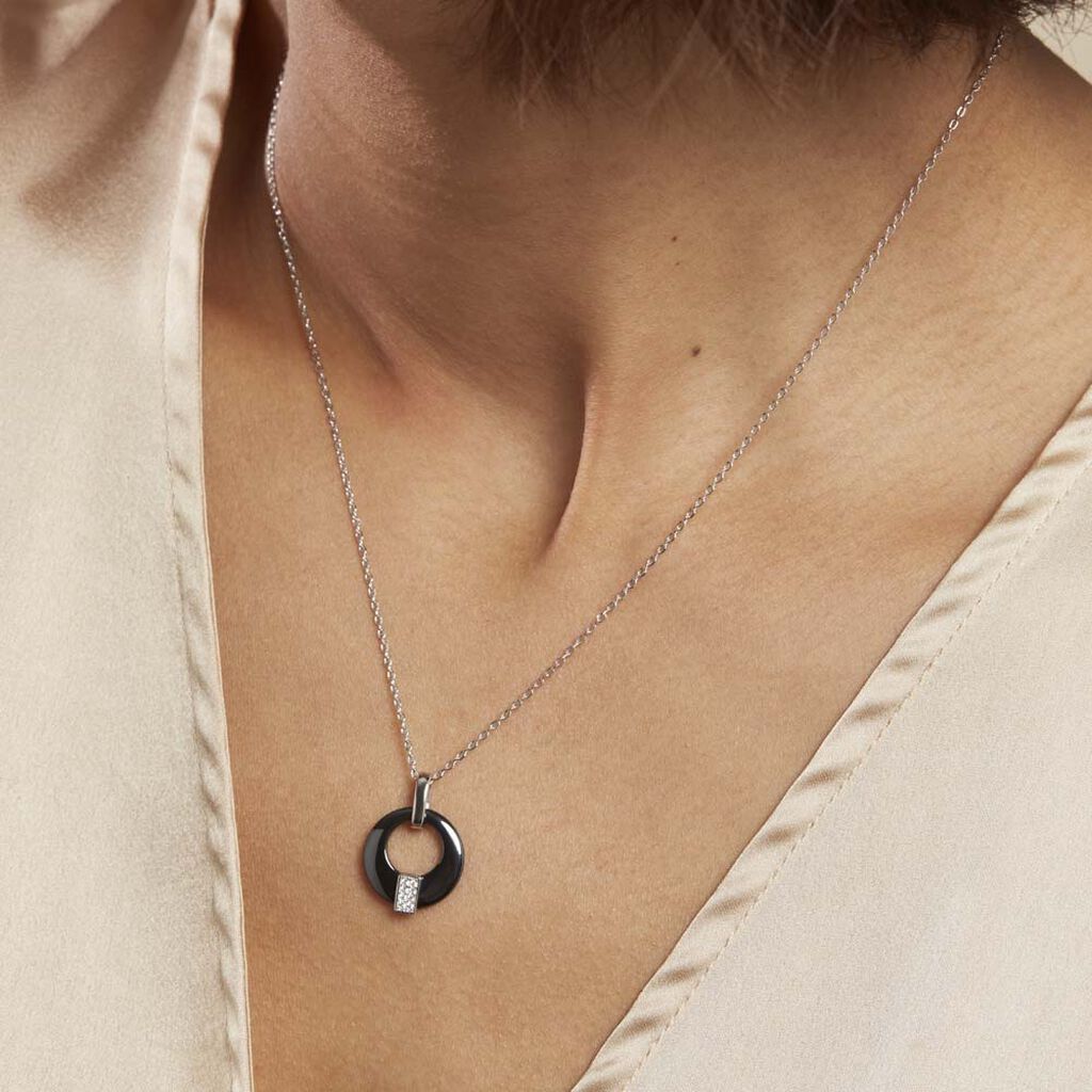 Collier Suzanne Argent Blanc Céramique Et Oxyde De Zirconium