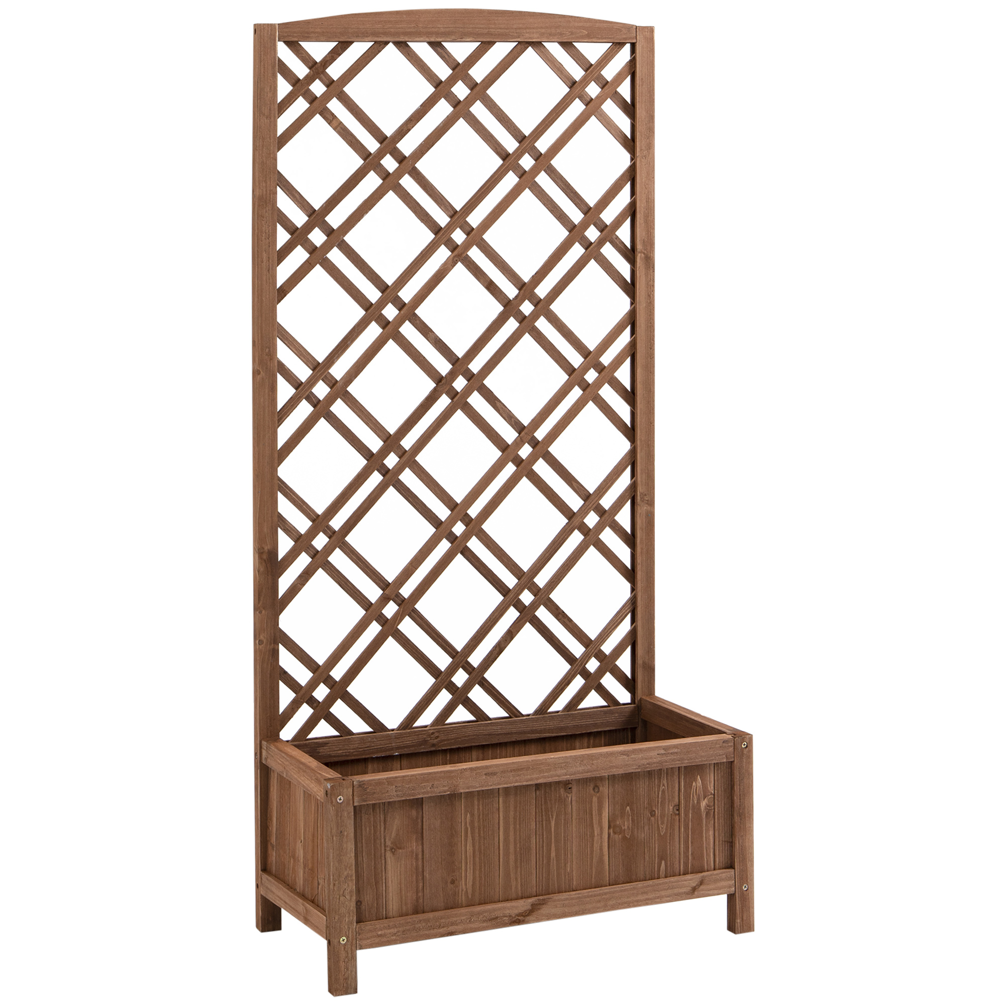 Vaso de treliça Outsunny, vaso de madeira com suporte para plantas trepadeiras, ideal para terraço, jardim e varanda, 60x30x122,5 cm, cor natural.