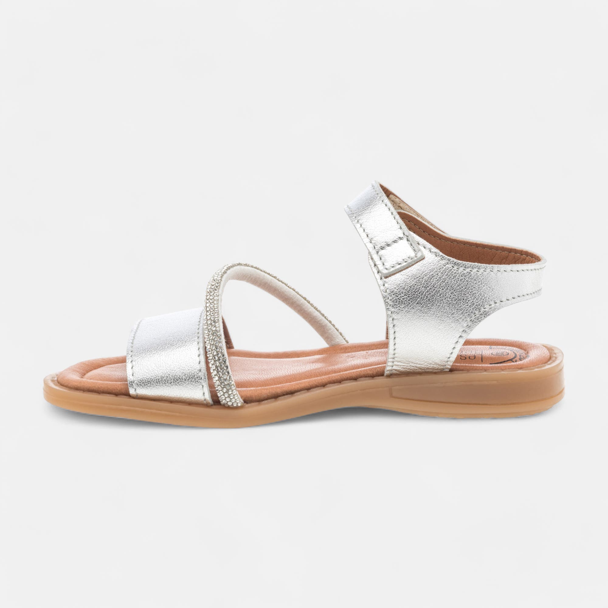 Nu-pieds Fille en cuir argent