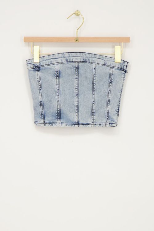Denim blauwe corset top