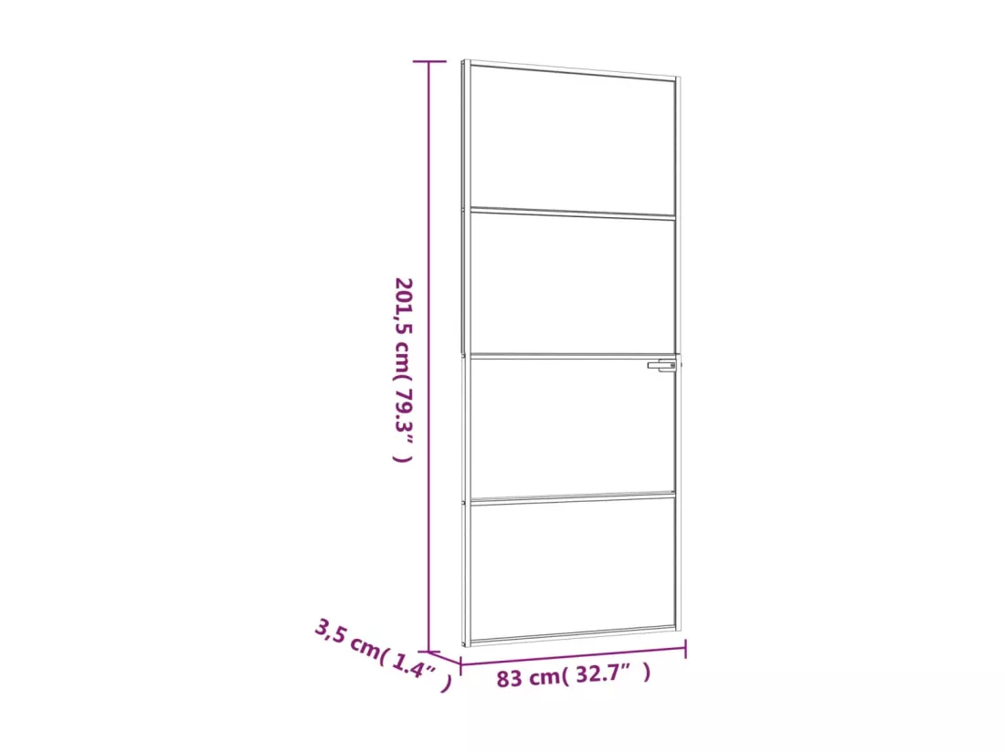 Porte d'intérieur Blanc 83x201,5 cm Trempé verre aluminium fin