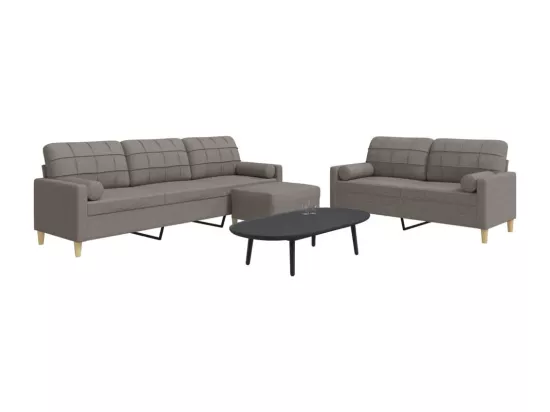 Ensemble de canapés 3 pièces repose-pied et coussins décoratifs