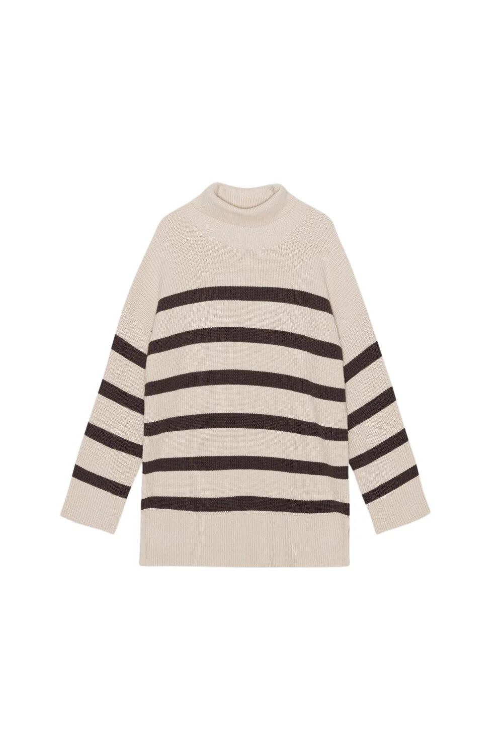 Moshi Moshi Mind  Shadow Stripe Turtleneck striktrøje - sandshell/chocolate