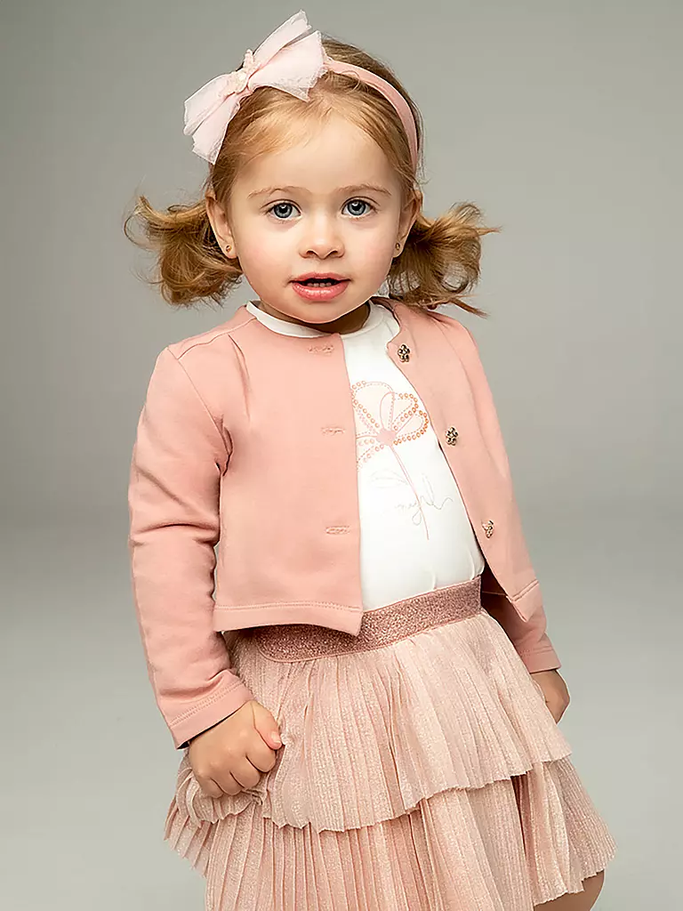 MAYORAL Baby Set Langarmshirt, Jäckchen, Rock 3-teilig  rosa