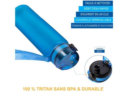 KINGCAMP - Bouteille isotherme Bouteille 1l en tritan - bleu