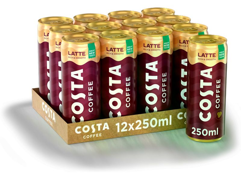 Costa Coffee Kaffeegetränk Latte 12 x 0.25 l Leckeres Mischgetränk mit Kaffee und Milch