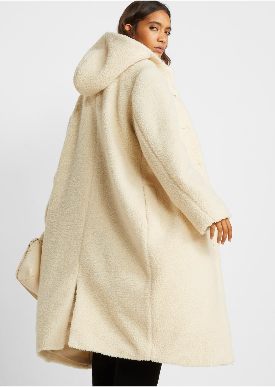 Manteau en maille peluche avec capuche