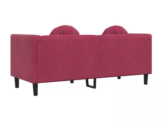 Canapé avec coussins 2 places rouge bordeaux velours