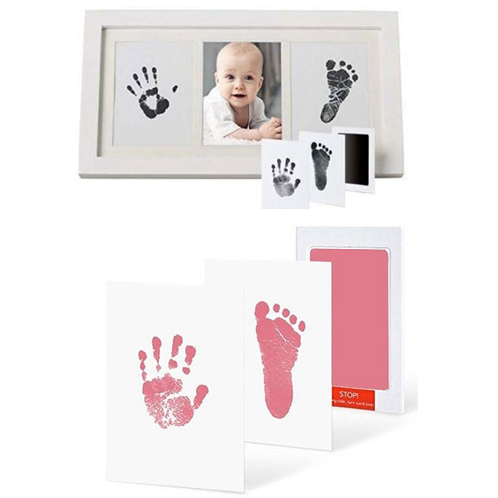 Baby Handabdruck / Fussabdruck Stempelkissen   Karton Vorlage - Rosa (Rot)