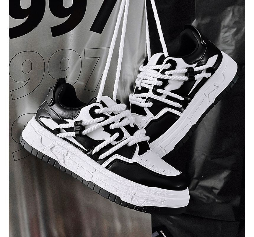Tanzanite - Tweekleurige platform canvas sneakers