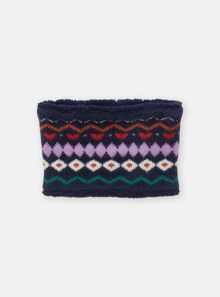 Snood marine à motif jacquard pour fille