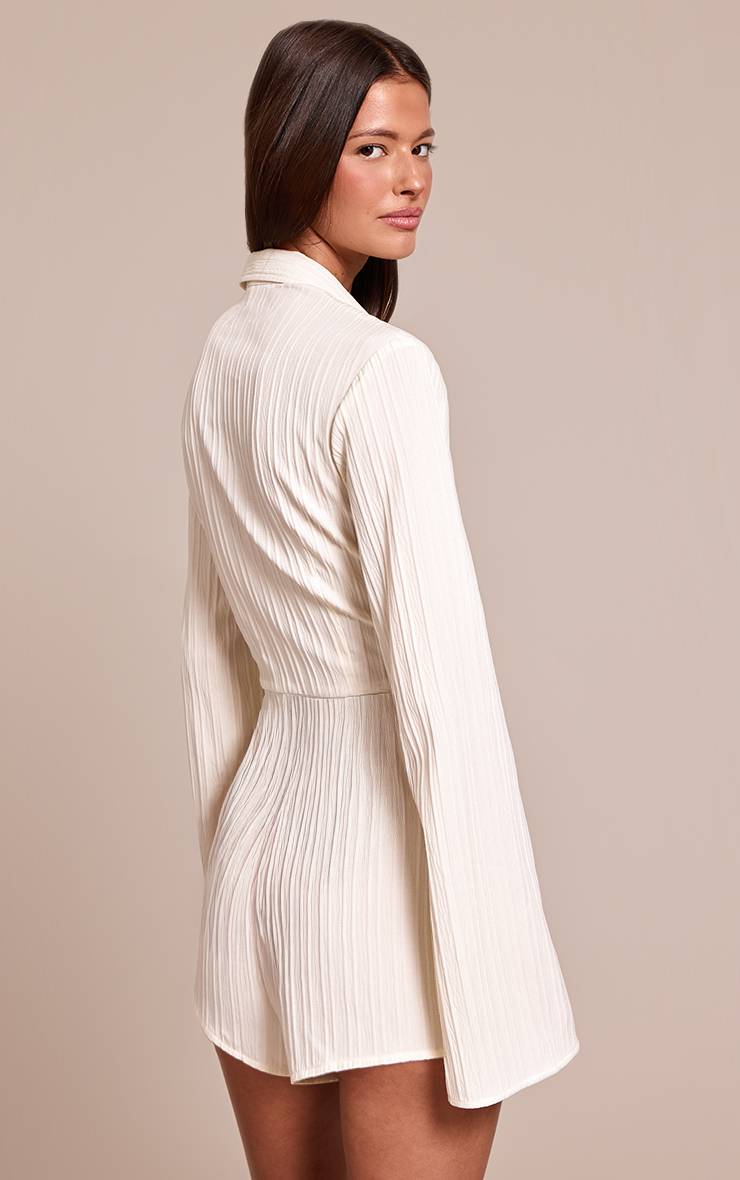 Crème Combinaison-short Texturée Boutonnée