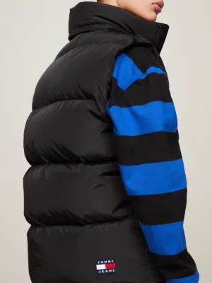 Colete puffer Alaska com capuz e plumas