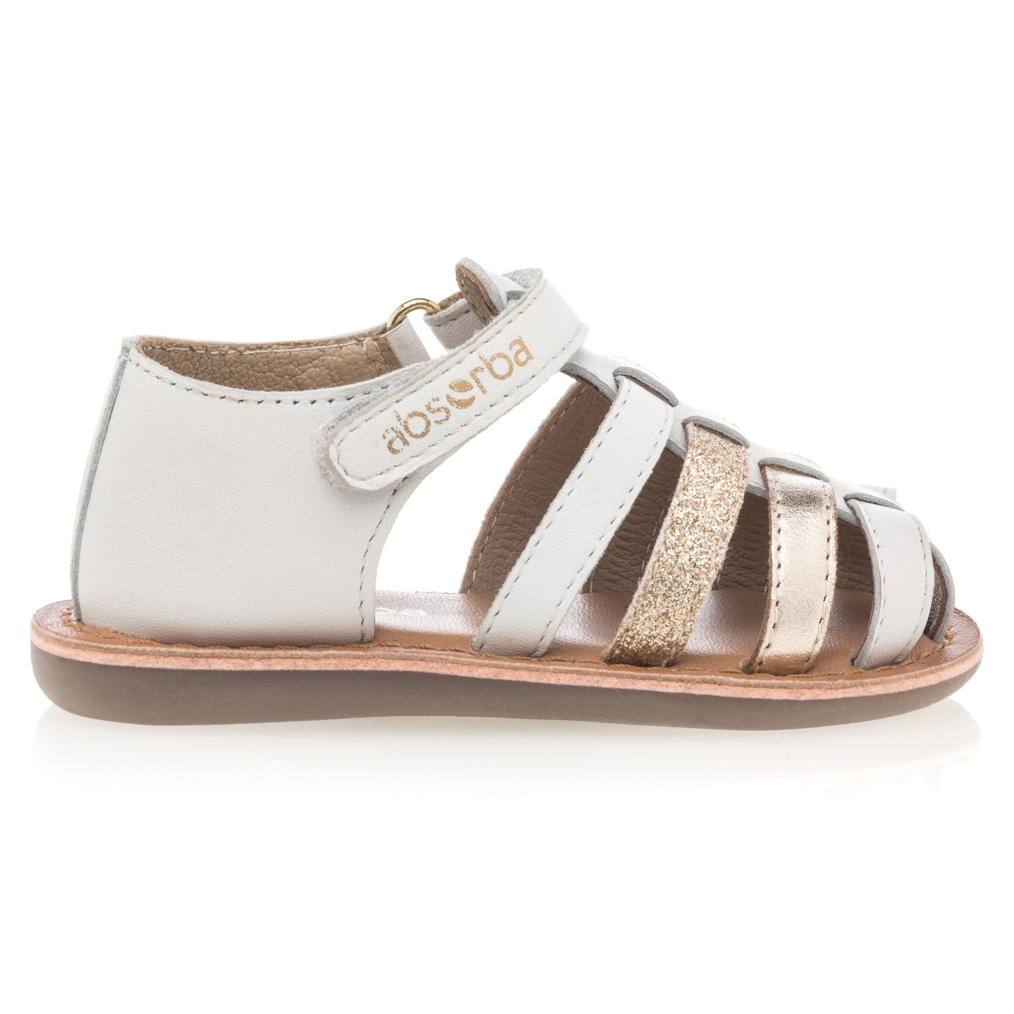 Nu-pieds Bébé fille en cuir blanc