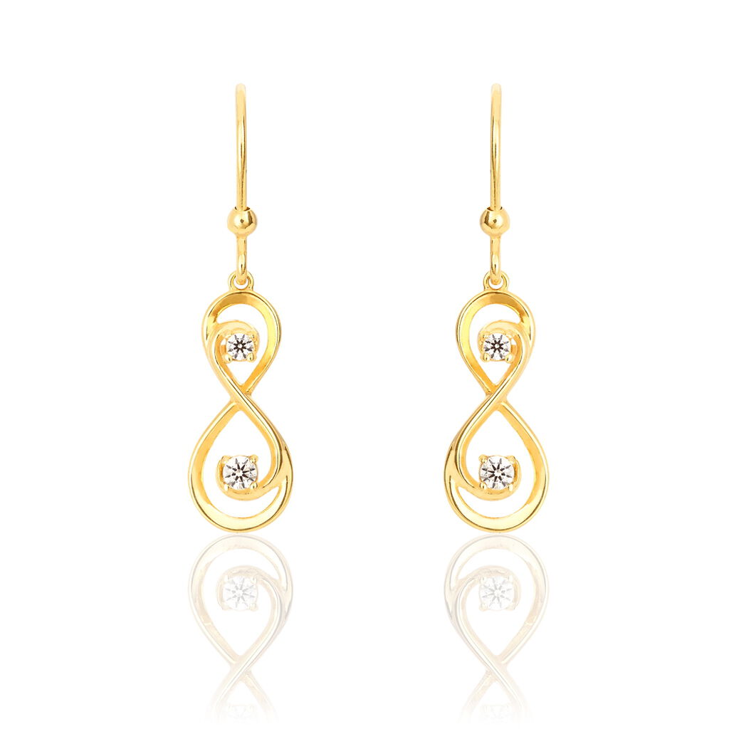 Boucles D'oreilles Pendantes Ademar Or Jaune Oxyde De Zirconium
