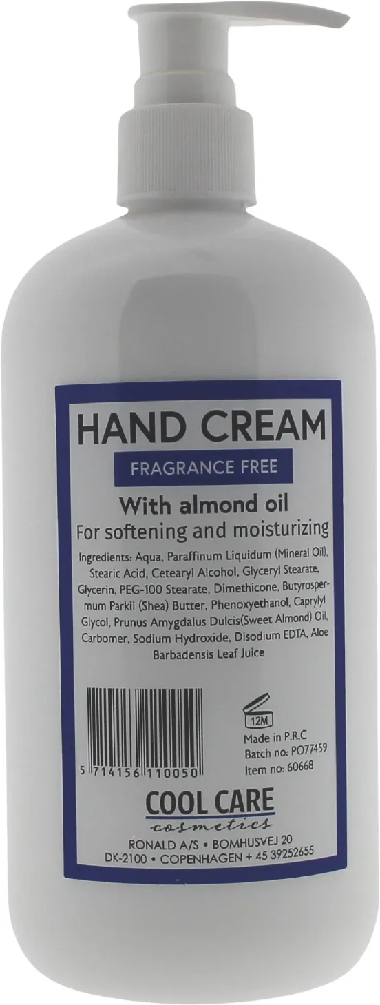 Håndcreme (500 ml) uden Parfume & Parabener
