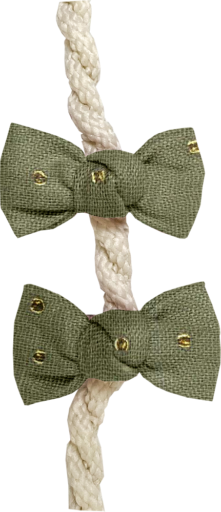 Barrettes Clic-Clac Petits Noeuds Gaze Pois Or Vert Amande