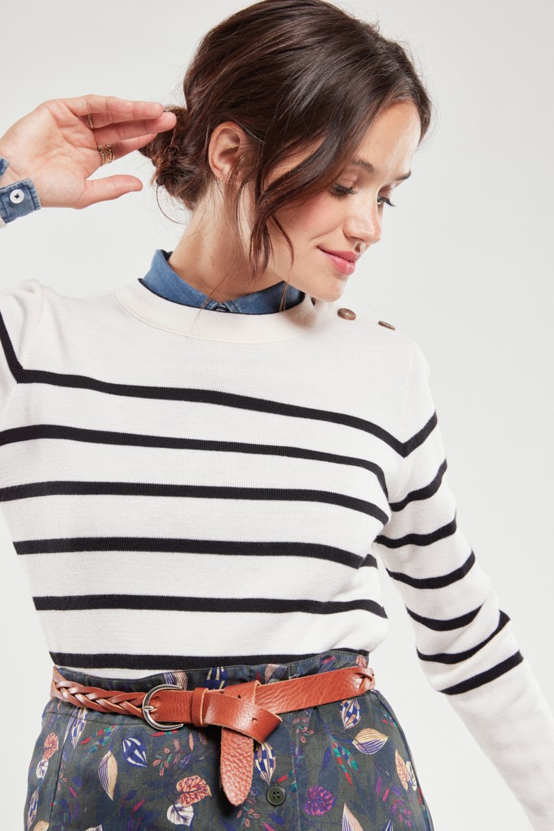 Pull marin rayé - laine mérinos