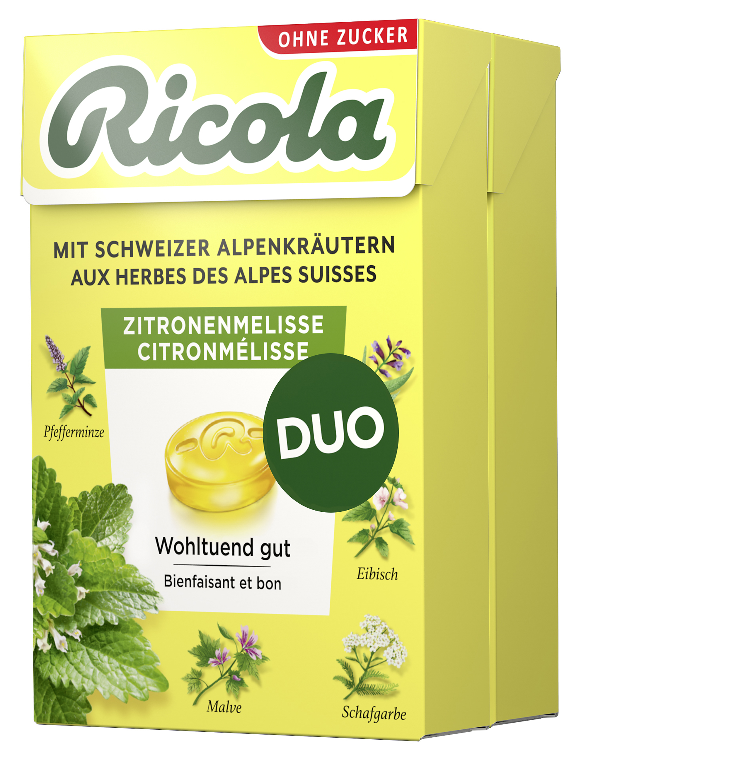 Ricola Kräuterbonbons Pastillen Zitronenmelisse ohne Zucker mit Stevia Box 50 g