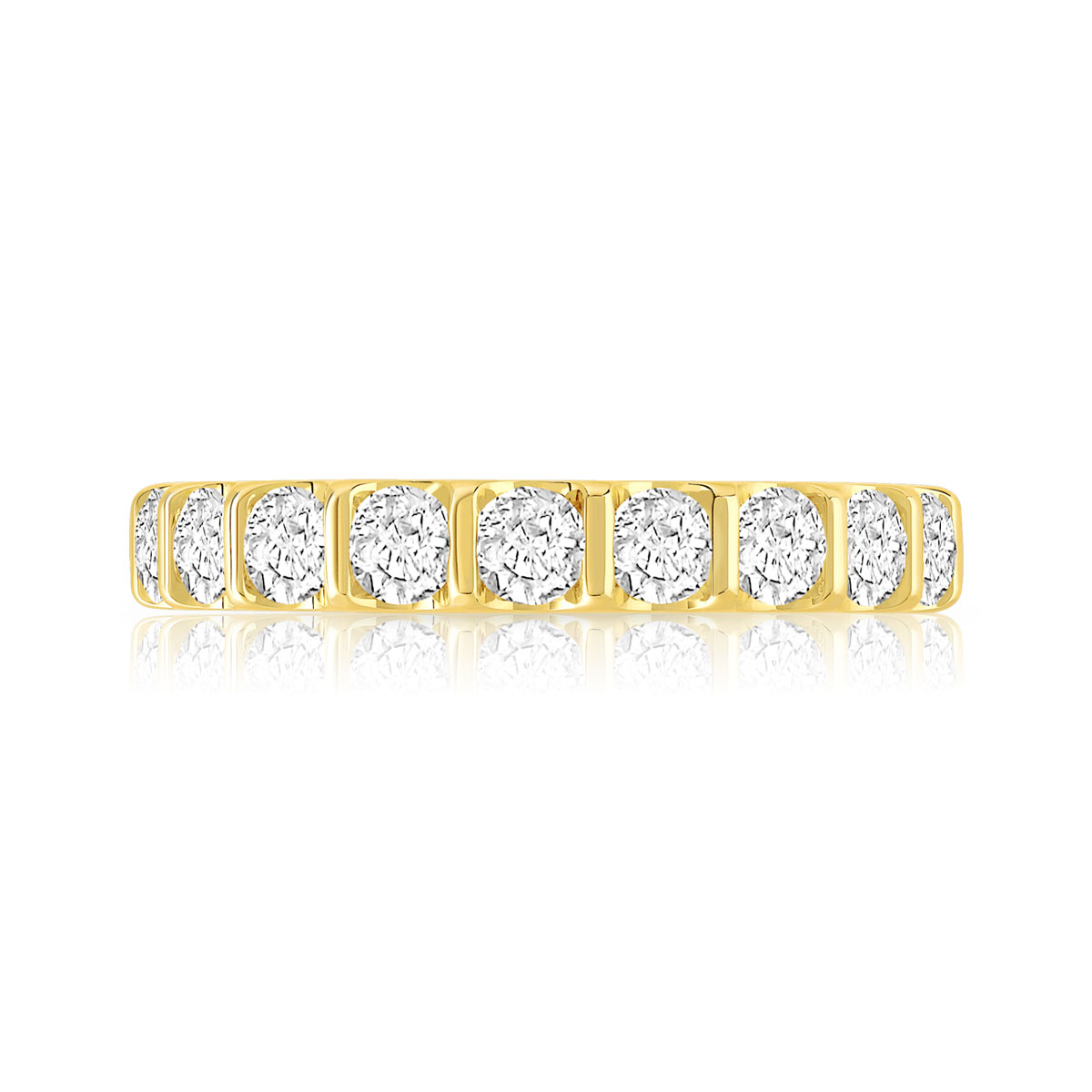 Alliance or 750 jaune diamants synthétiques total 2 carats