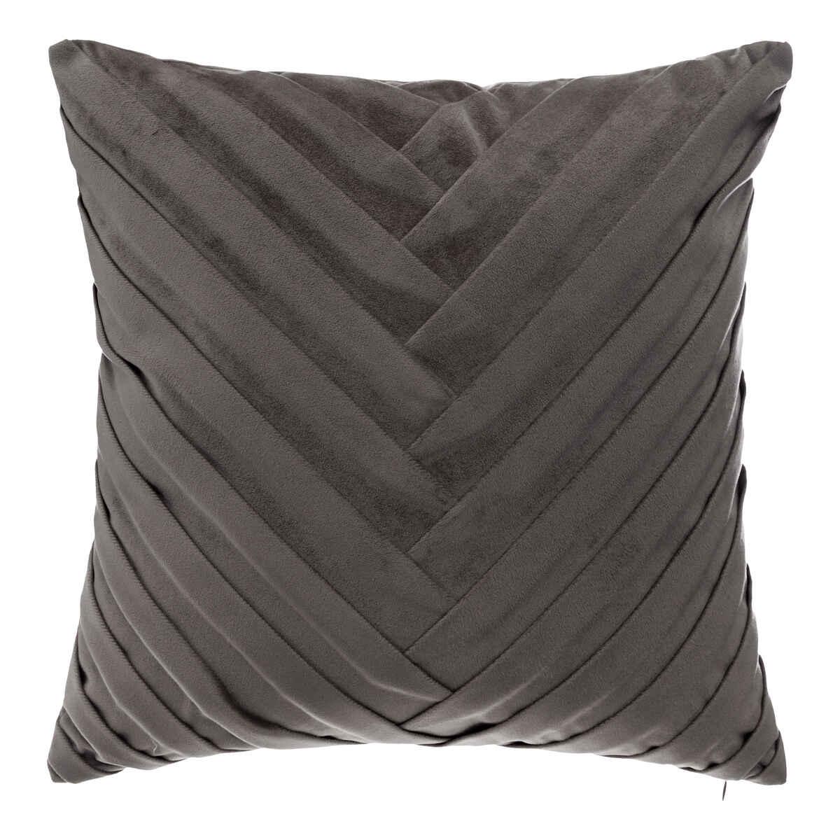 COUSSIN TRESSE EN VELOURS GRIS FONCE 40X40CM