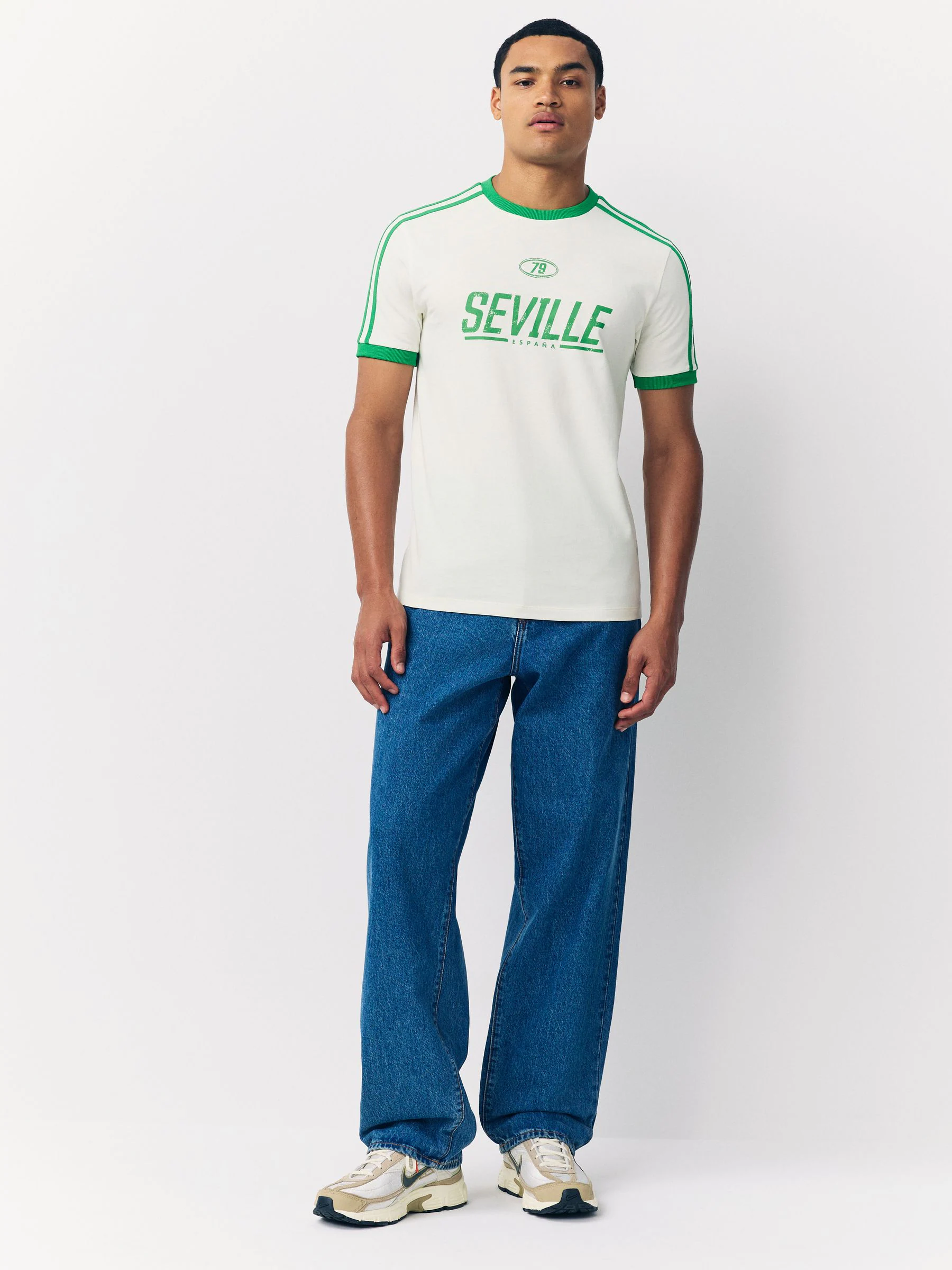 Wit - T-shirt met voetbal graphic print