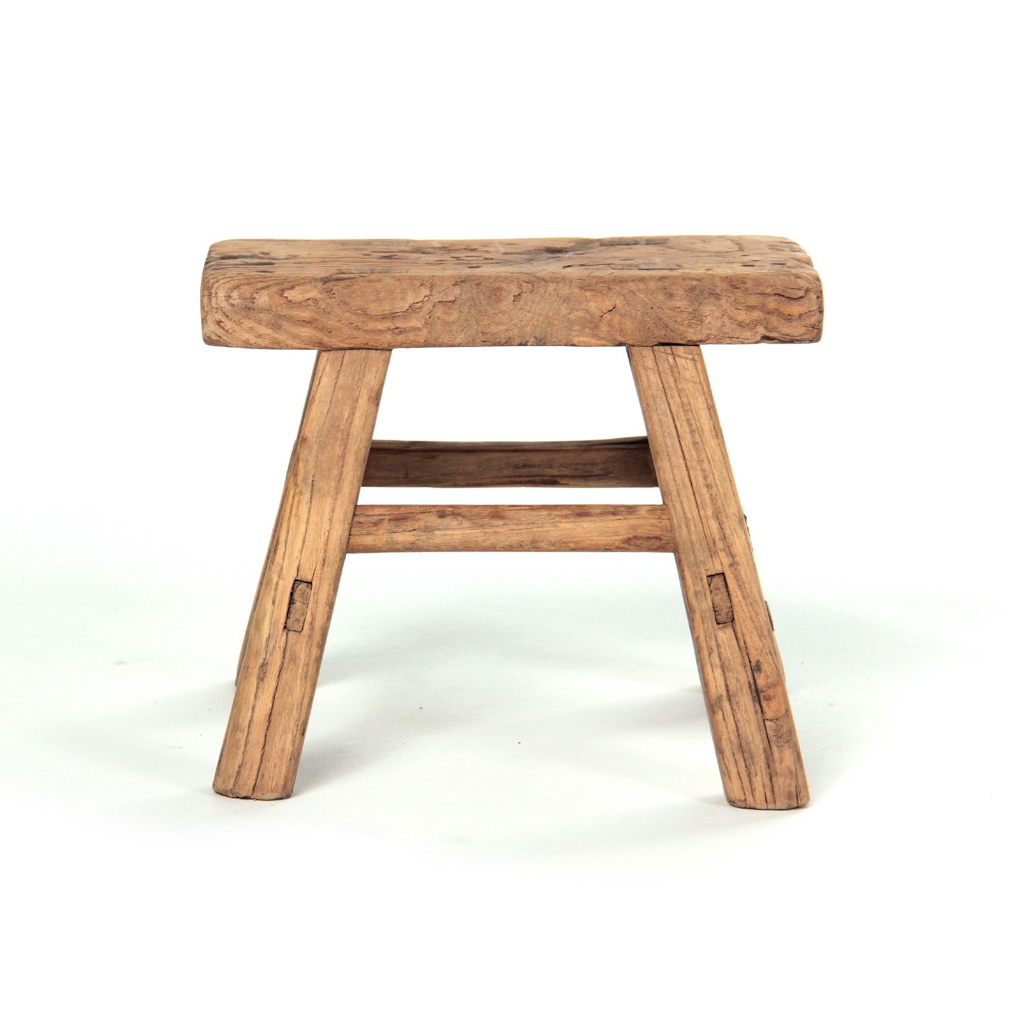 Antiker Holzschemel, natur, B 28 cm, H 21 cm, L 12 cm von fischer's lagerhaus