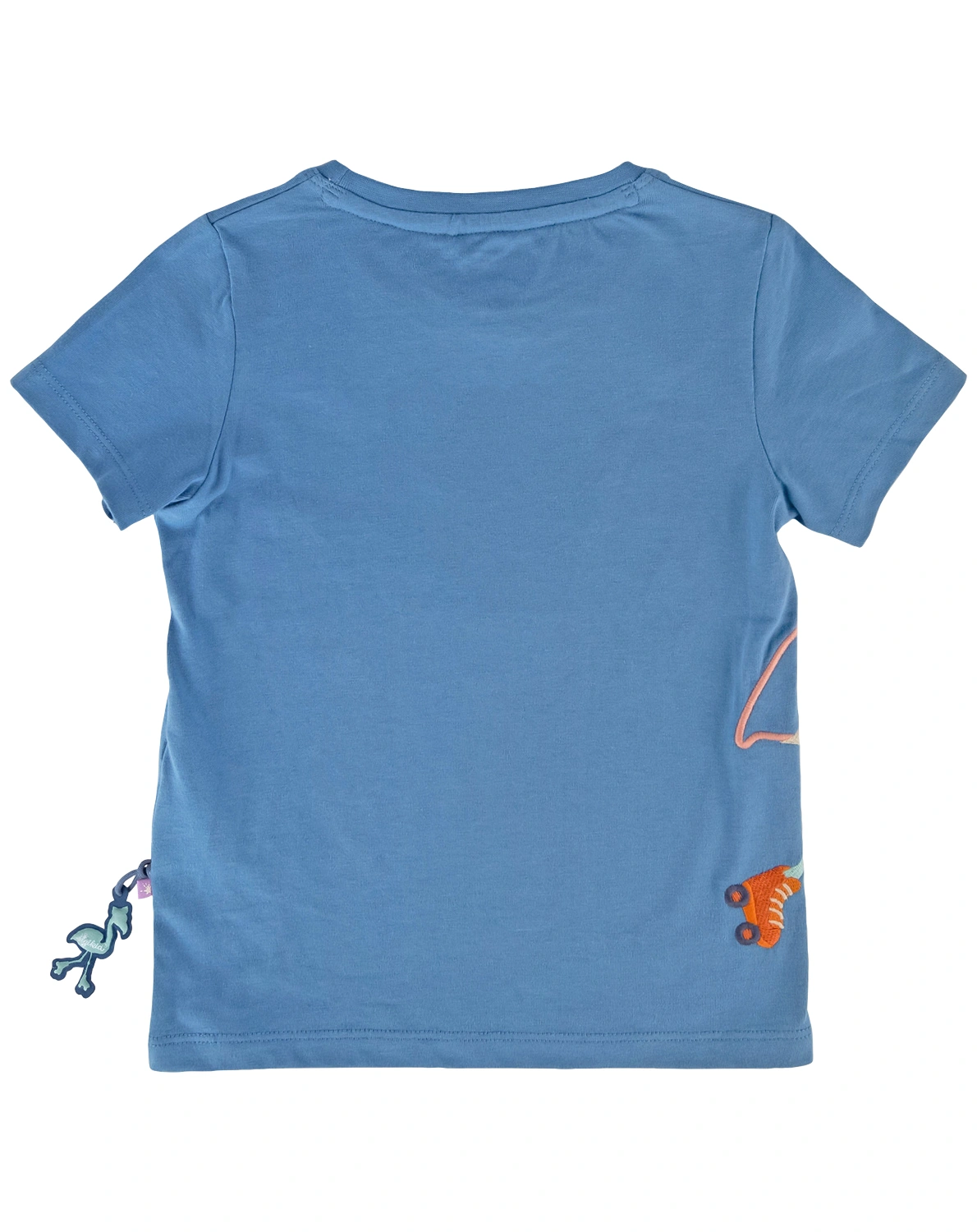 T-Shirt M - SKATING FLAMINGO in blau
