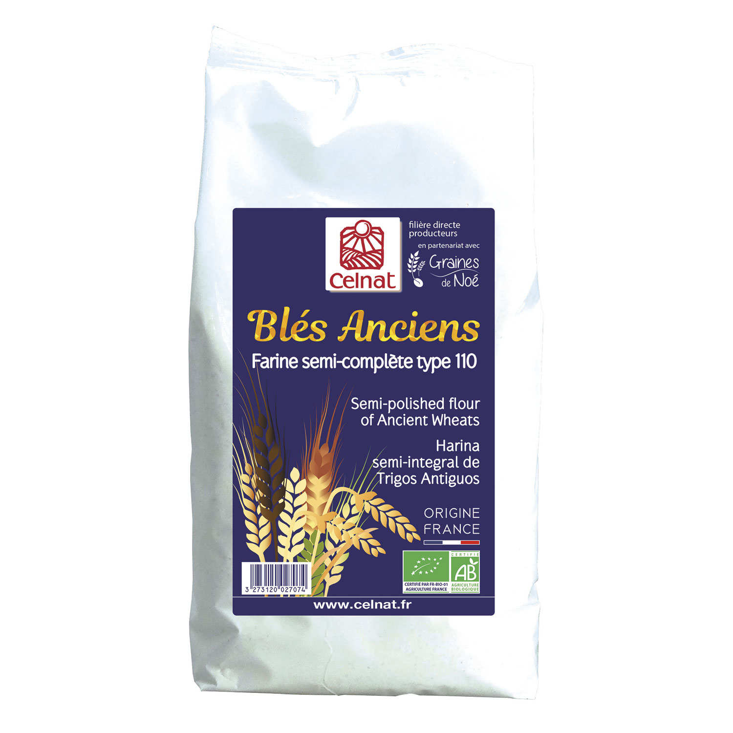 Farine semi-complète de blé ancien bio type 110