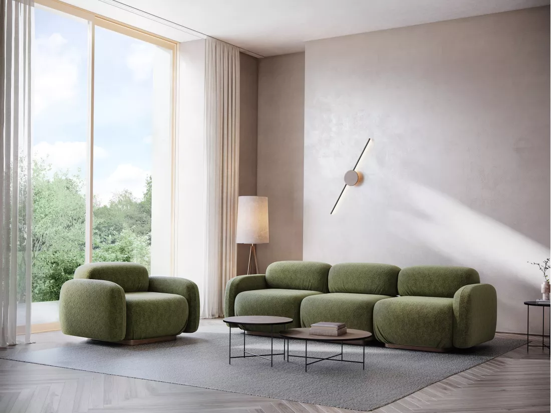 Fauteuil en tissu chenille - olive - AILANI