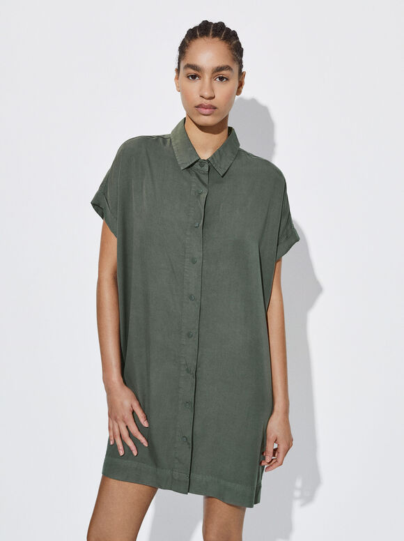 Vestido camisa 100% Lyocell - Cáqui