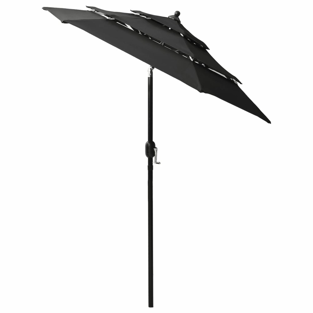 Parasol à 3 niveaux avec mât en aluminium 2 m noir
