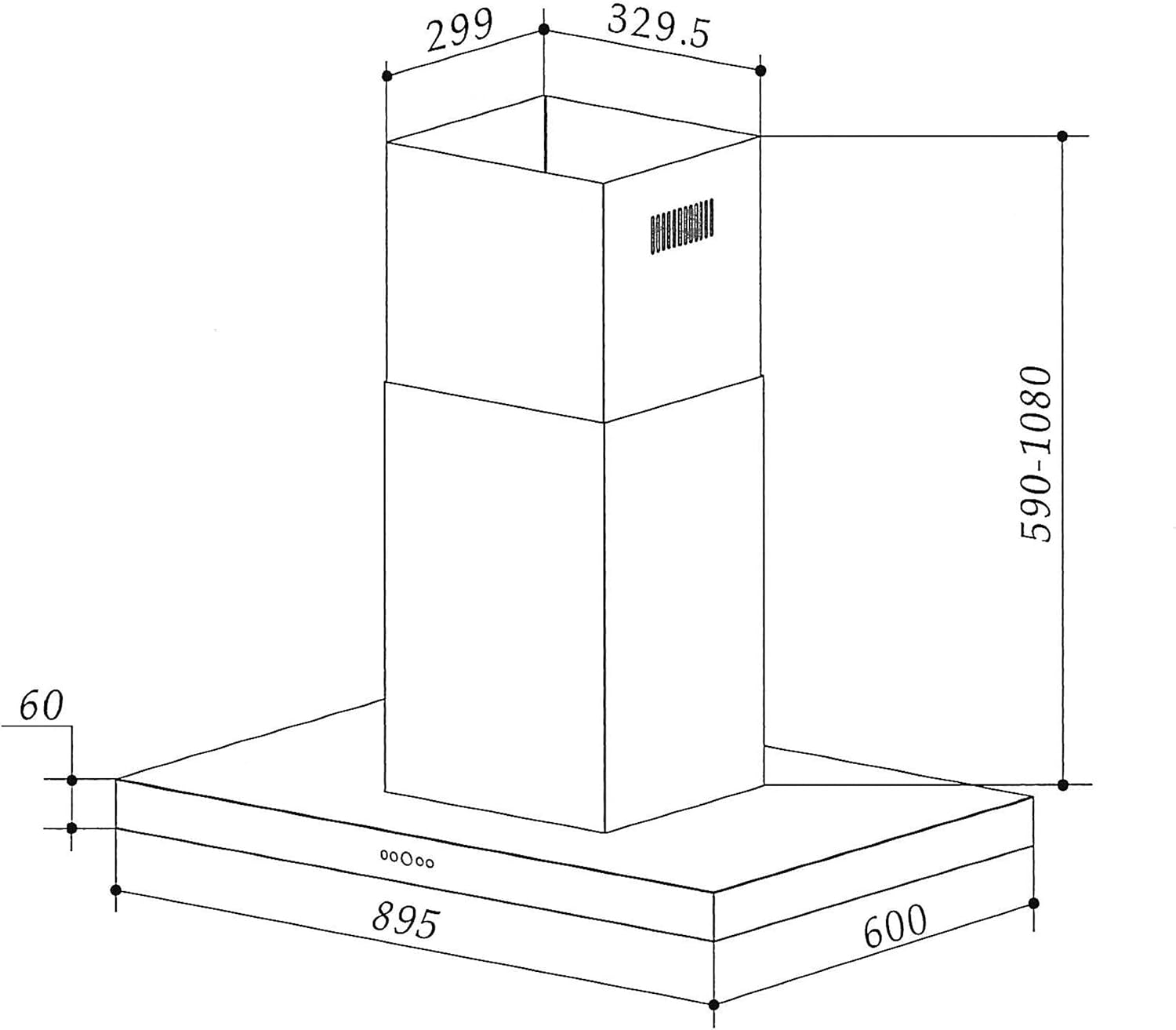 K&H Dunstabzugshaube 90cm Inselhaube [UMLUFT & ABLUFT] - Abzugshaube Metall Fettfilter - Dunstabzug LED Beleuchtung - Cooker Hood 9 Leistungsstufen - ISA-90-600 m³/h - Energieklasse A+ (Edelstahl)