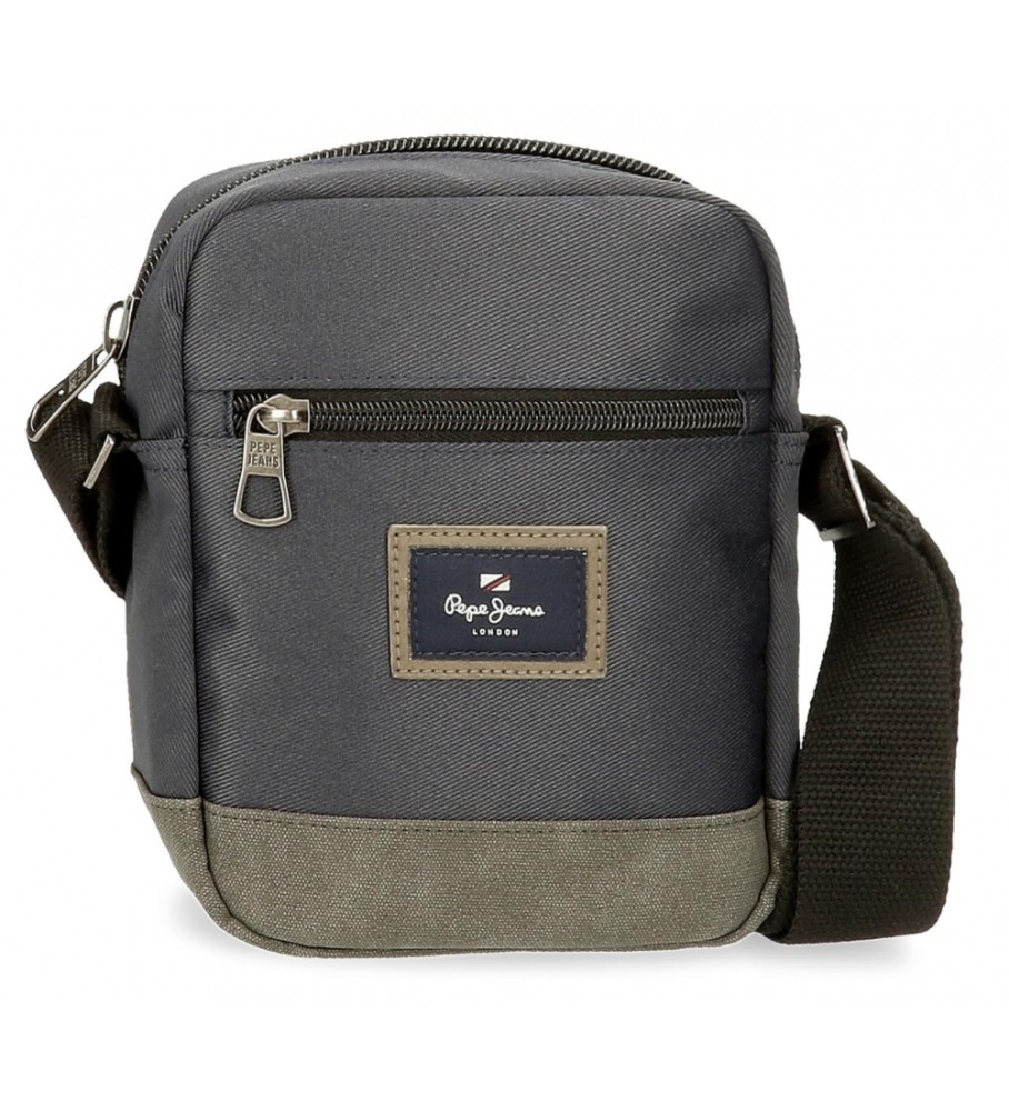 Bolsa de ombro pequena Harry da Pepe Jeans com bolso frontal, cinza - 15x19,5x6cm -