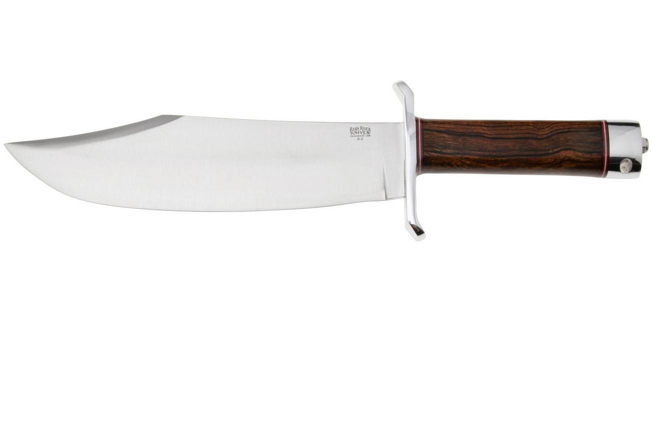 Bark River V-44 Bowie, Satin A2, Desert ironwood, Double Quillion, bowie-mes