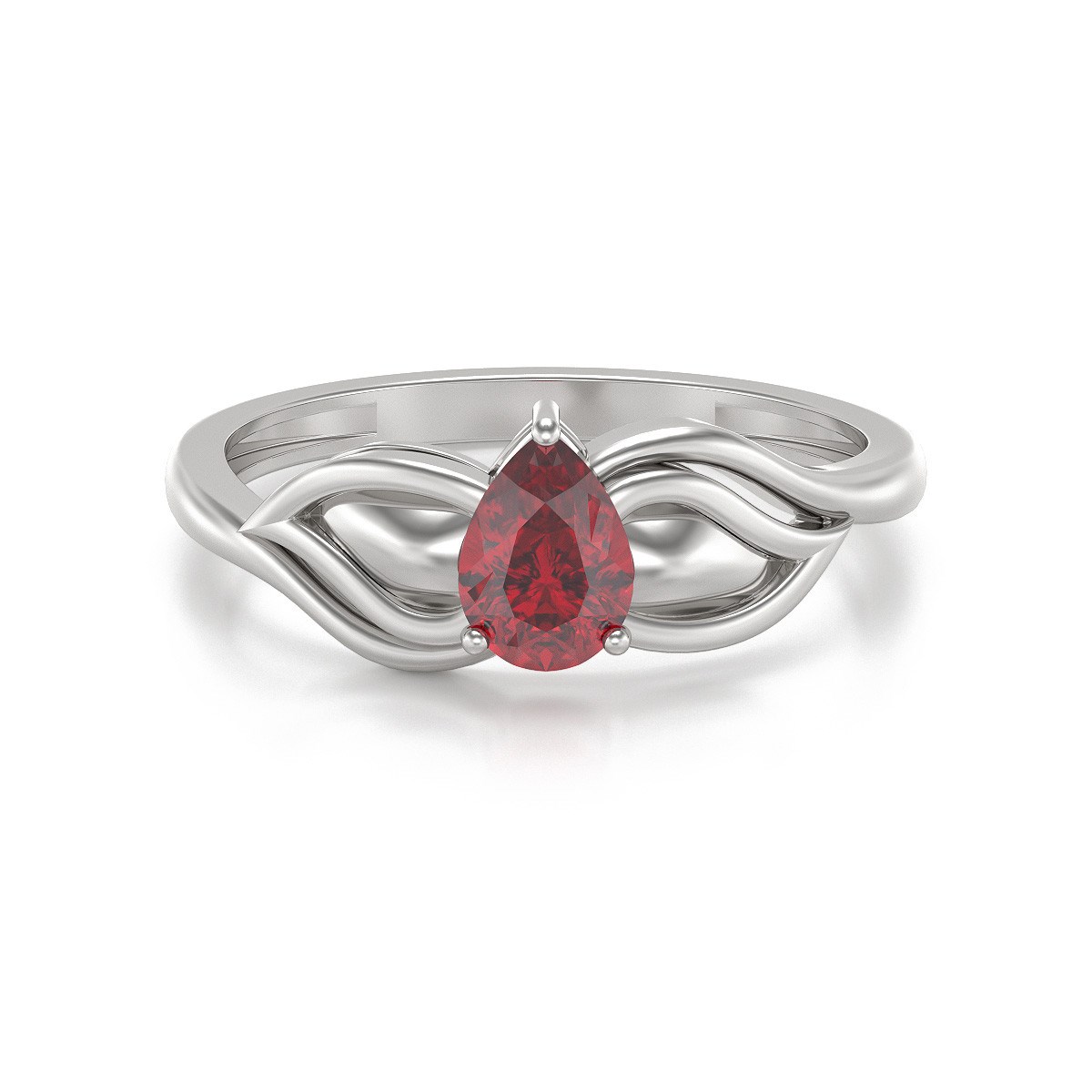 Bague ADEN Solitaire Or 585 Blanc Rubis 1.92grs