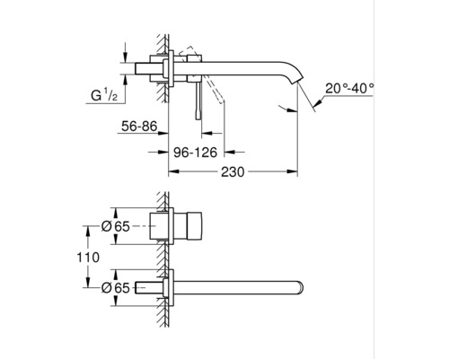 GROHE Inbouwwastafelmengkraan ESSENCE hard grafiet geborsteld zonder inbouwdeel 19967AL1
