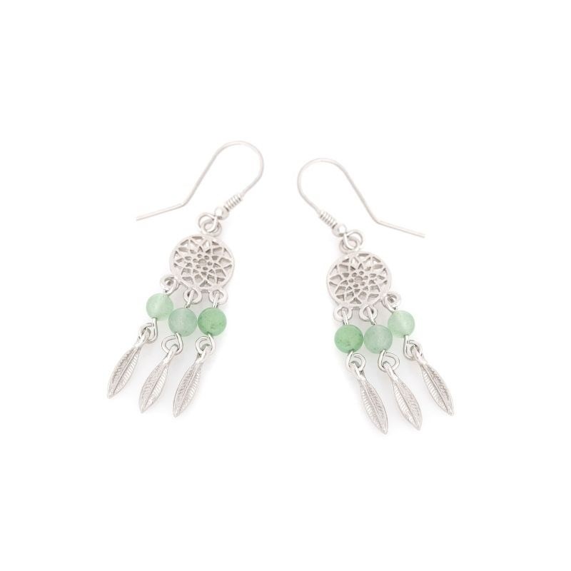 BOUCLES D'OREILLES AVENTURINE ARGENT
