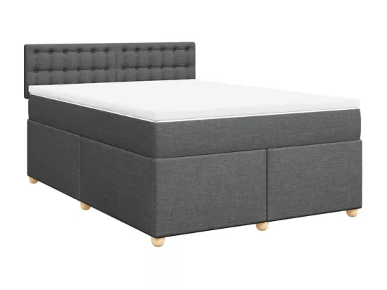 Sommier à lattes de lit avec matelas Gris foncé 140x190cm Tissu