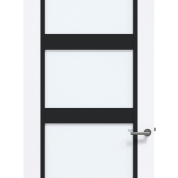 Arne & Bodil binnendeur ABB102 satijnglas - extra wit afgelakt - glaslat diep zwart