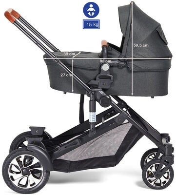 Beemoo Maxi 4 Twin Søskenvogn, Black/Black