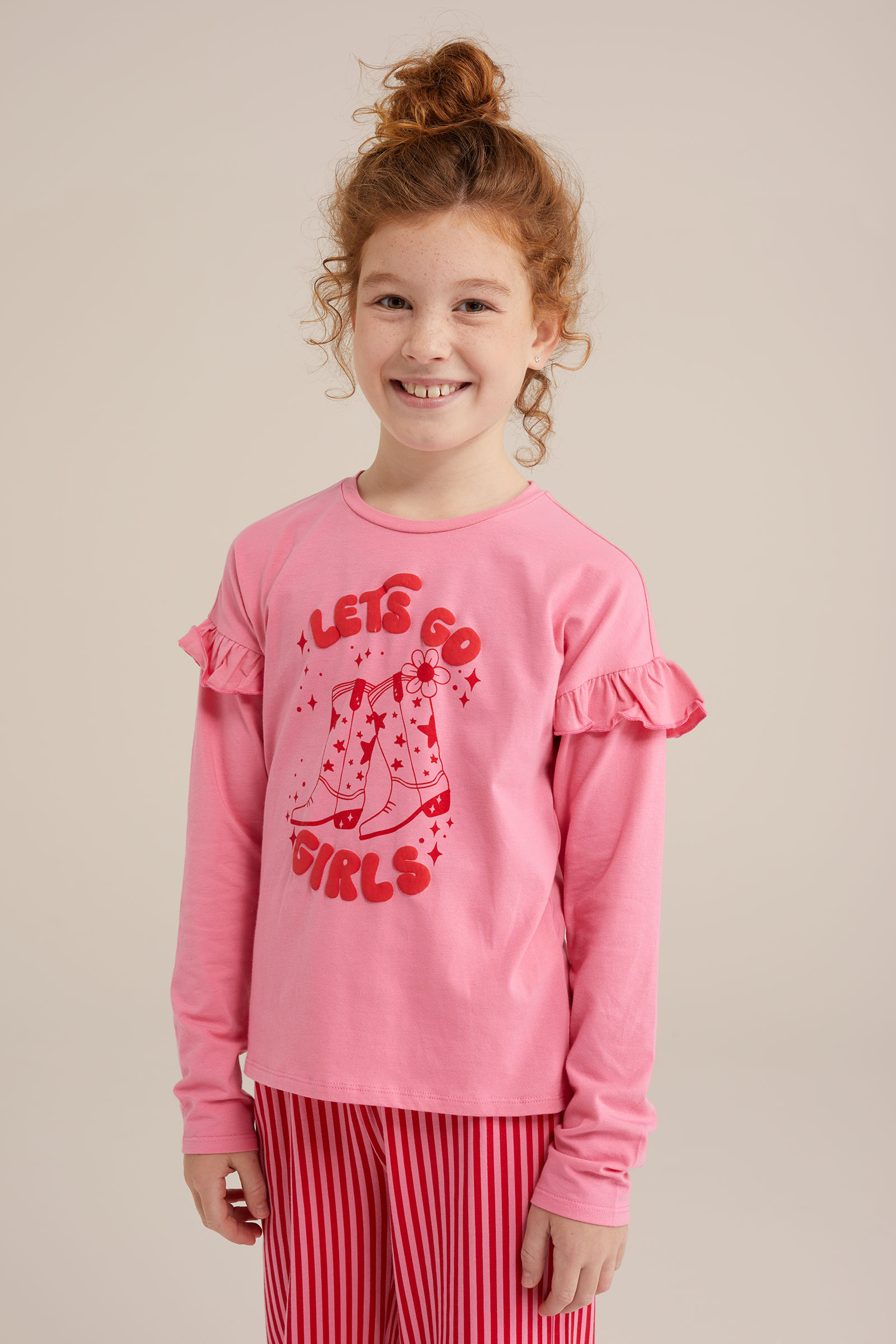 Meisjes pyjamaset met opdruk WE Fashion Roze