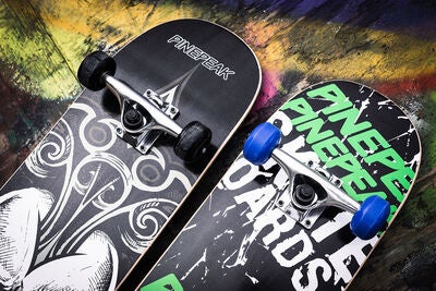 Pinepeak Skateboard, Svart/Grønn